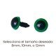 OJOS DE SEGURIDAD VERDE 8, 10 y 12 mm (PAR)